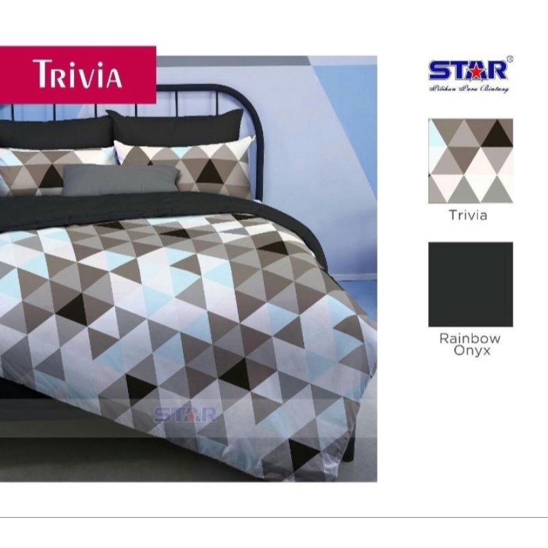 sprei dan badcover set katun lokal star motif TRIVIA