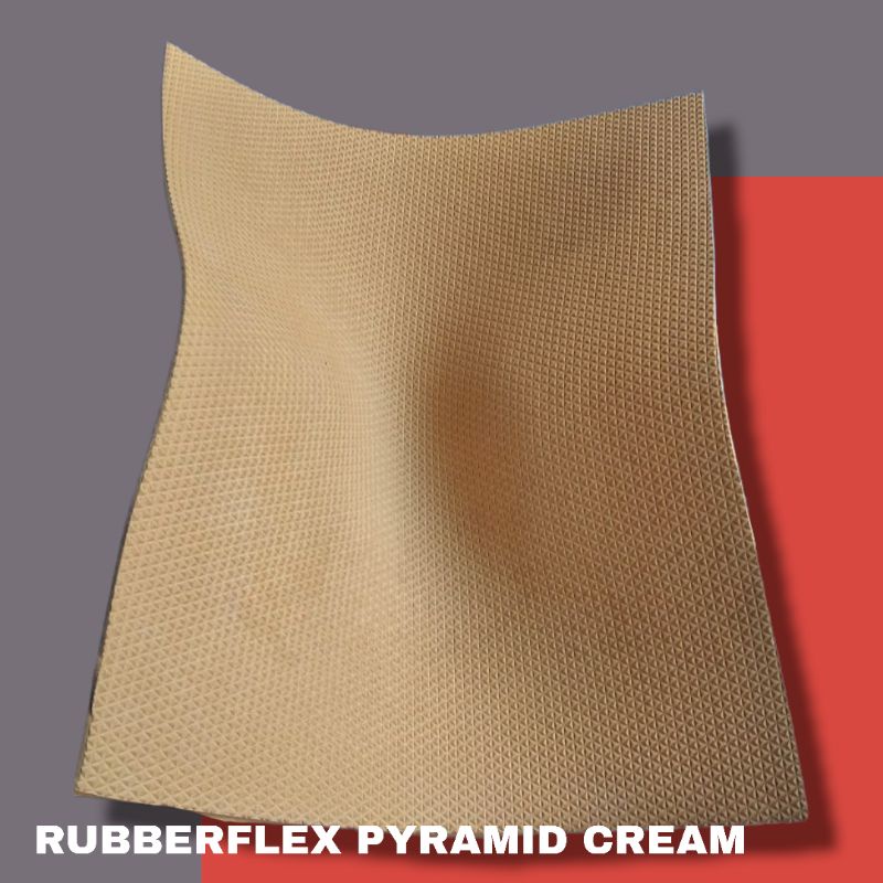 Karet Sol Lembaran Motif Cucuk Piramida Warna Cream Ketebalan 3 Milimeter Potongan Ukuran/Eceran 30x
