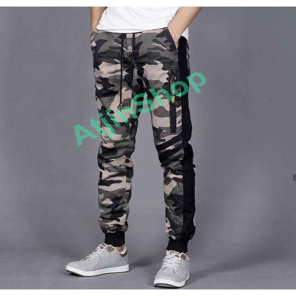 Atjin- Celana Panjang Jogger Pria Camo Tactical Army Commando Pria [ READY 4 corak army].