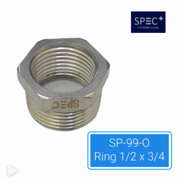 SPEC+ SP-1234-S 1/2” x 3/4” Vlok Ring / Overloop Ring / Adapter Stainless Kran Air Pipa