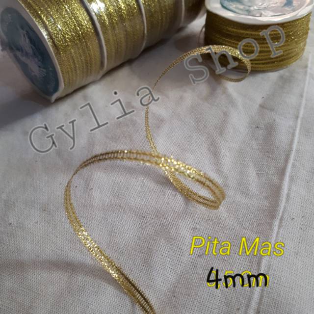Pita Gold / Silver 4mm Per roll / Pita Metalik Emas Kecil Per roll