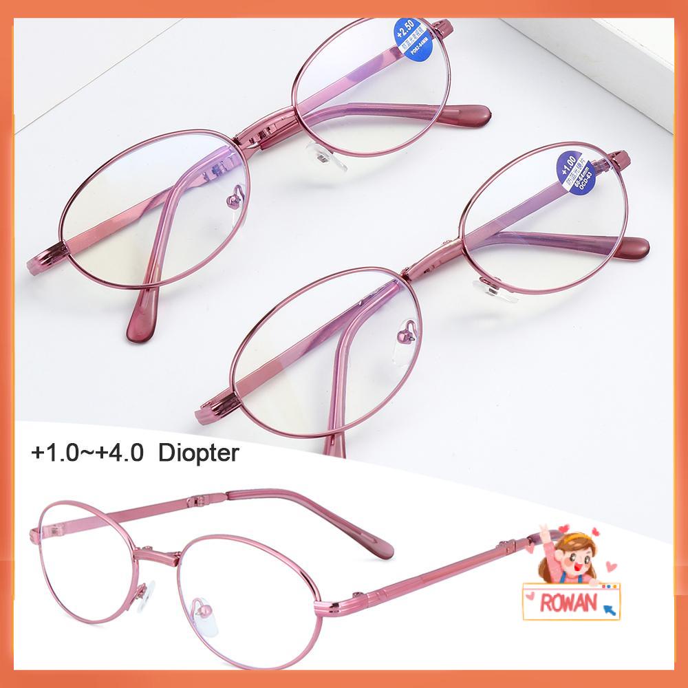 ❈Rowan ROWAN ROWAN❈ Kacamata Baca Presbyopia Lipat Portable Ultra Ringan Anti UV / Blue Ray Dengan Case Metal Untuk Wanita