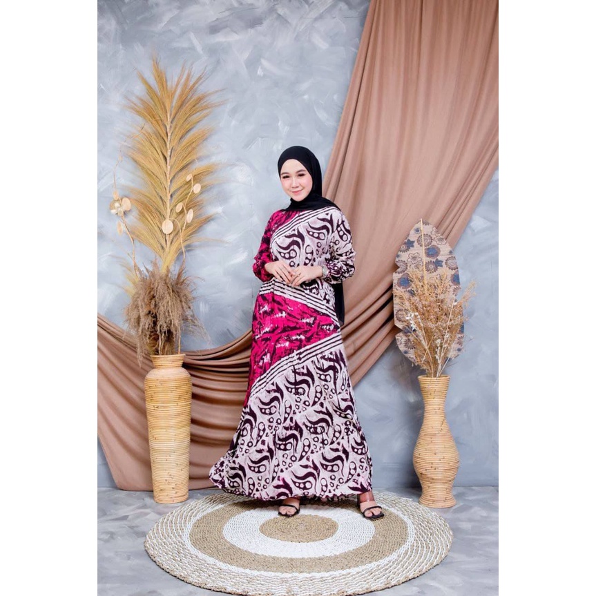 Gamis Twill Rayon Malaman Terbaru Kekinian Busui | Gamis Tiedye NEW-CUMI PINK