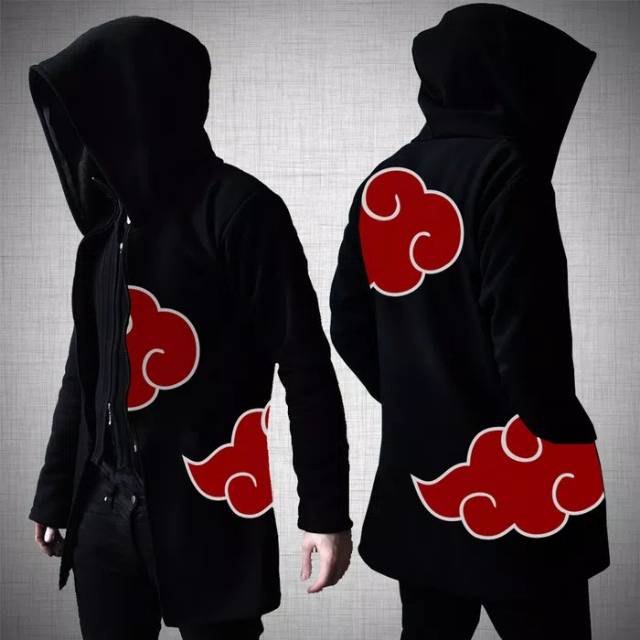 Jaket Anime Jubah Akatsuki Sweater Anime Akatsuki Naruto Double Zipper