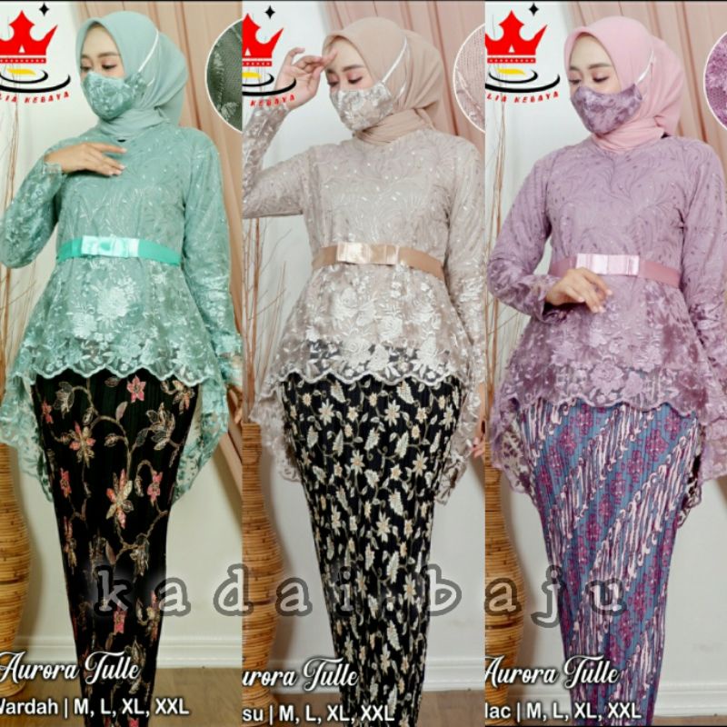 SET AURORA TULLE / KEBAYA BRUKAT / KEBAYA PESTA / OUTFIT BAJU PESTA KEKINIAN / KEBAYA WISUDA / ADEL