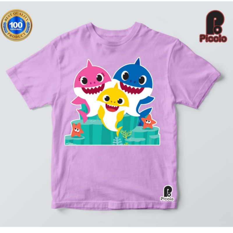 Baju Anak / Kaos Anak / Pakaian Anak / Premium  T-shirt Lengan Pendek Motif Print Kartun Baby Shark8