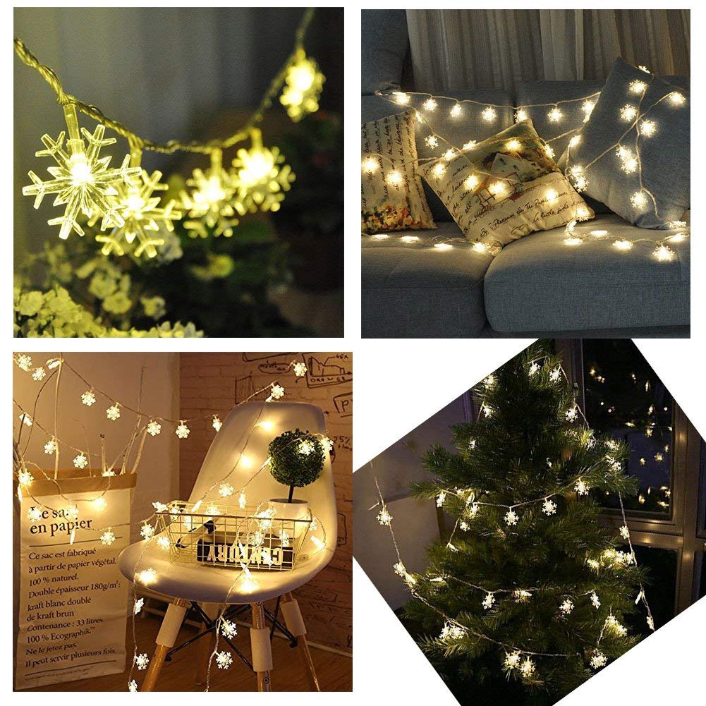 Dekorasi Pesta Natal Tenaga Baterai 20led Snowflake Fairy String Light