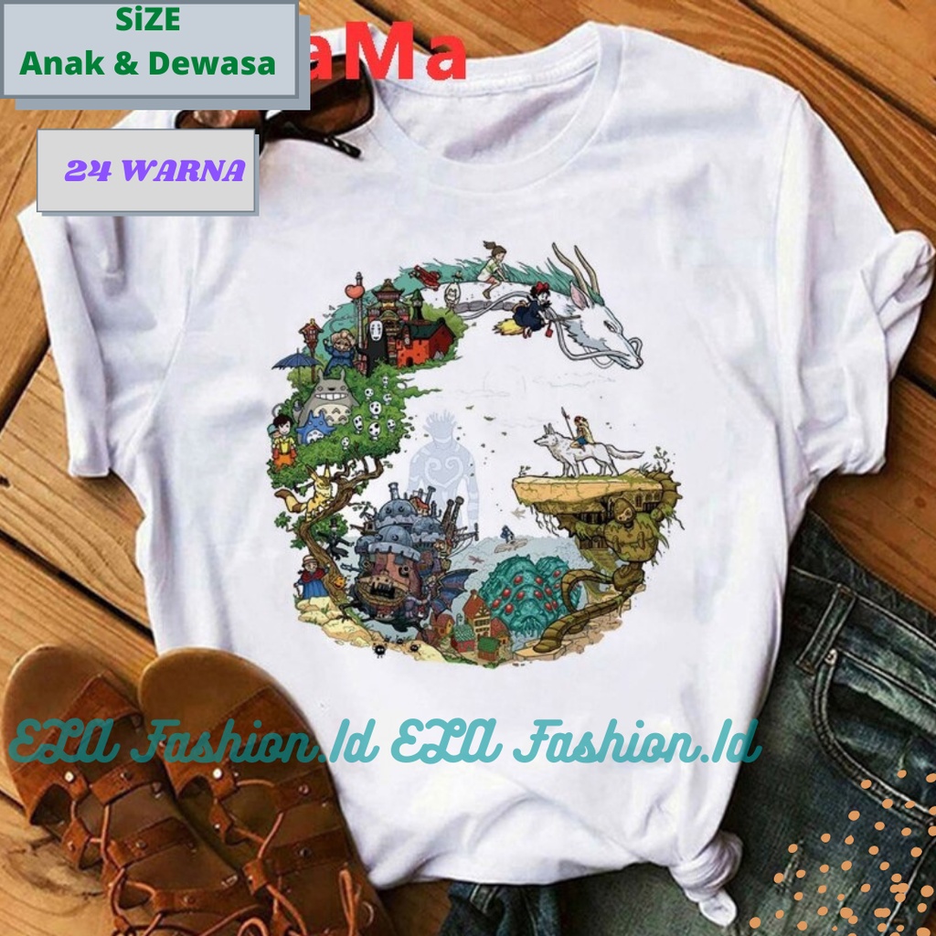 Kaos Ponyo Totoro Studio Ghibli | Kaos Neighbour Totoro | Kaos Kartun Anime Totoro