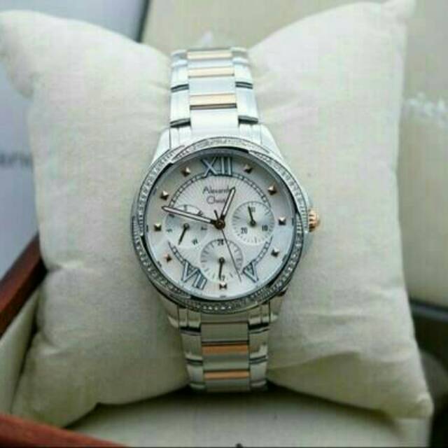 JAM TANGAN WANITA ALEXANDRE CHRISTIE 2643 CEWEK SILVER COMBINASI ORIGINAL