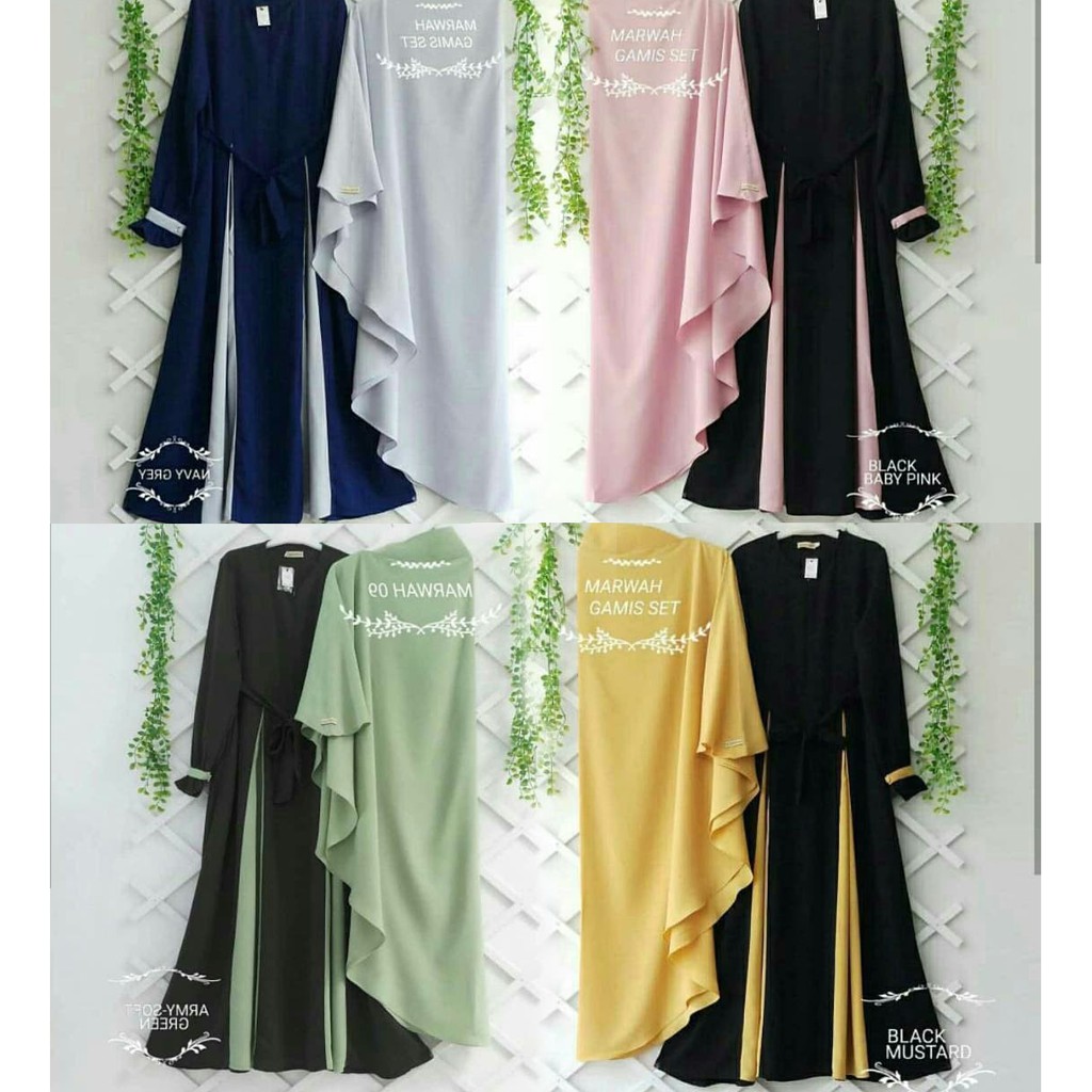 [ BAYAR DI TEMPAT ] Marwah Gamis Set Hijab Baju Muslim Original Gamis Syari Casual