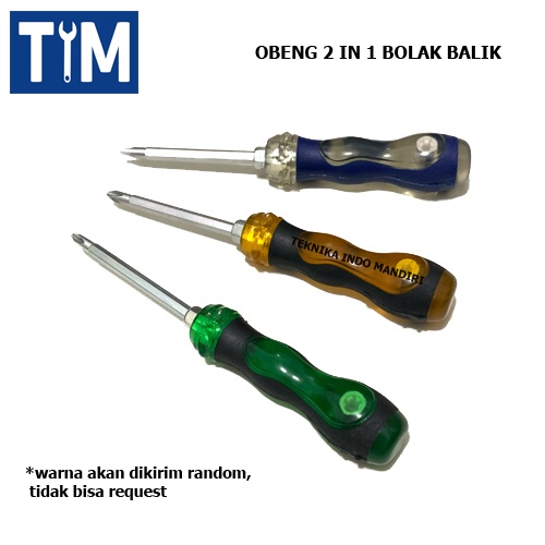 Obeng 2 IN 1 Bolak Balik Gagang Plastik / Obeng Plus Minus 4 INCH