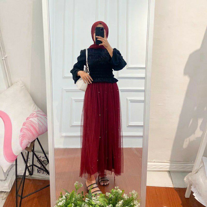 Rok Tutu Mutiara / Rok Tutu Maxi Skirt/ Rok Tutu Pearl Motif Import