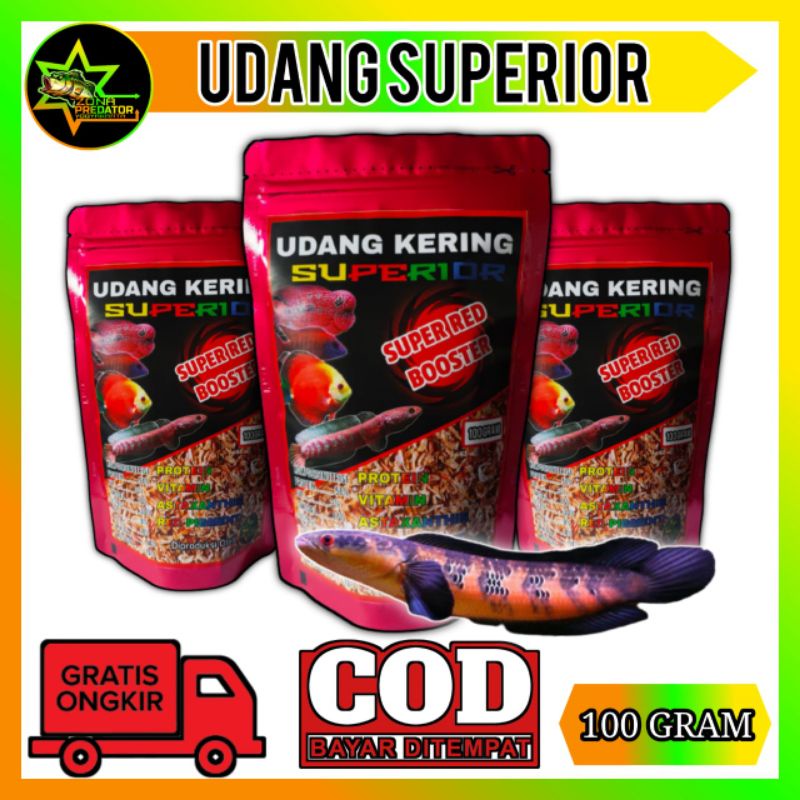 Pakan channa maru,pulchra,asiatica Udang kering Superior 100 Gram