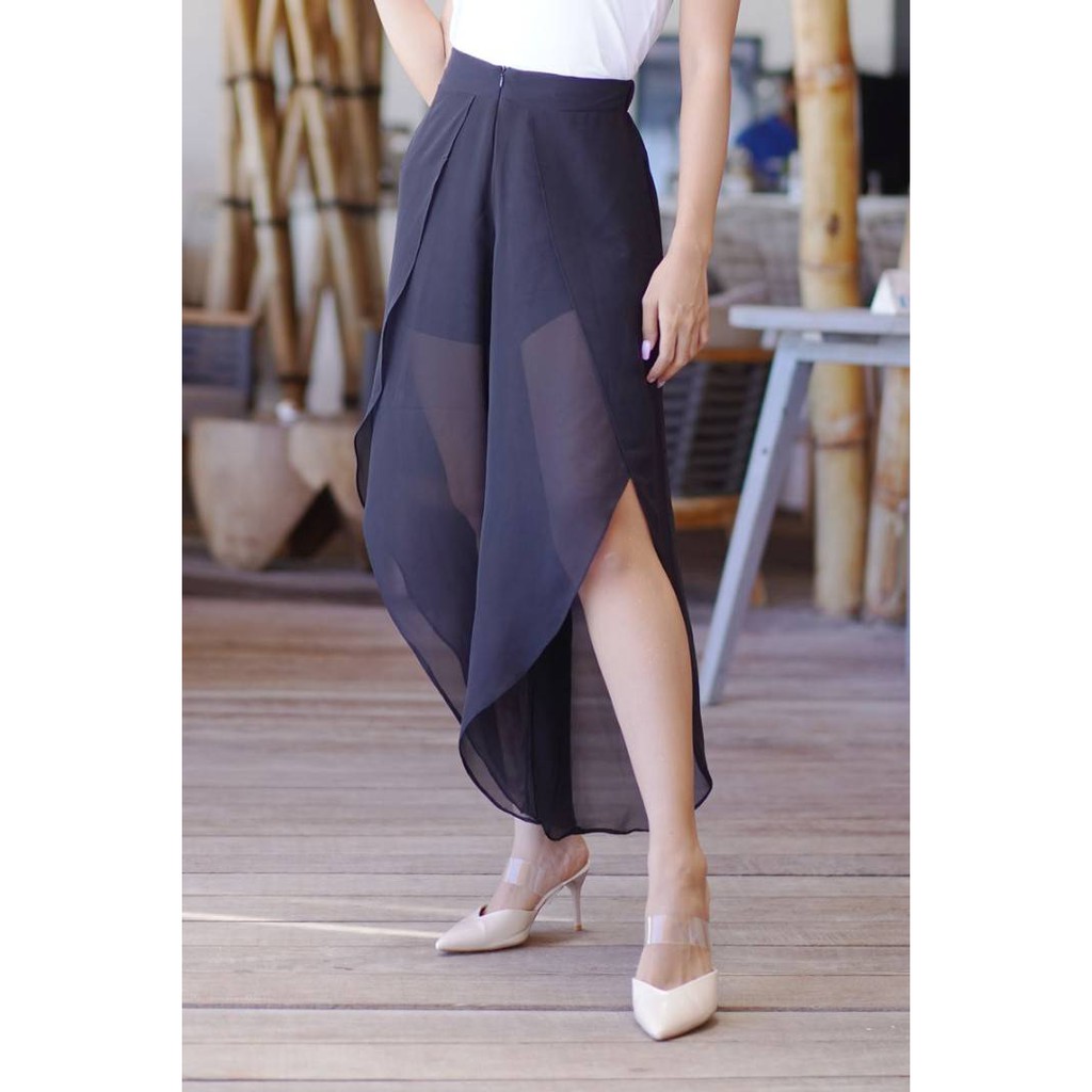 Escarpat Pants M FG Celana Panjang Wanita Bahan Sifon See Through Casual