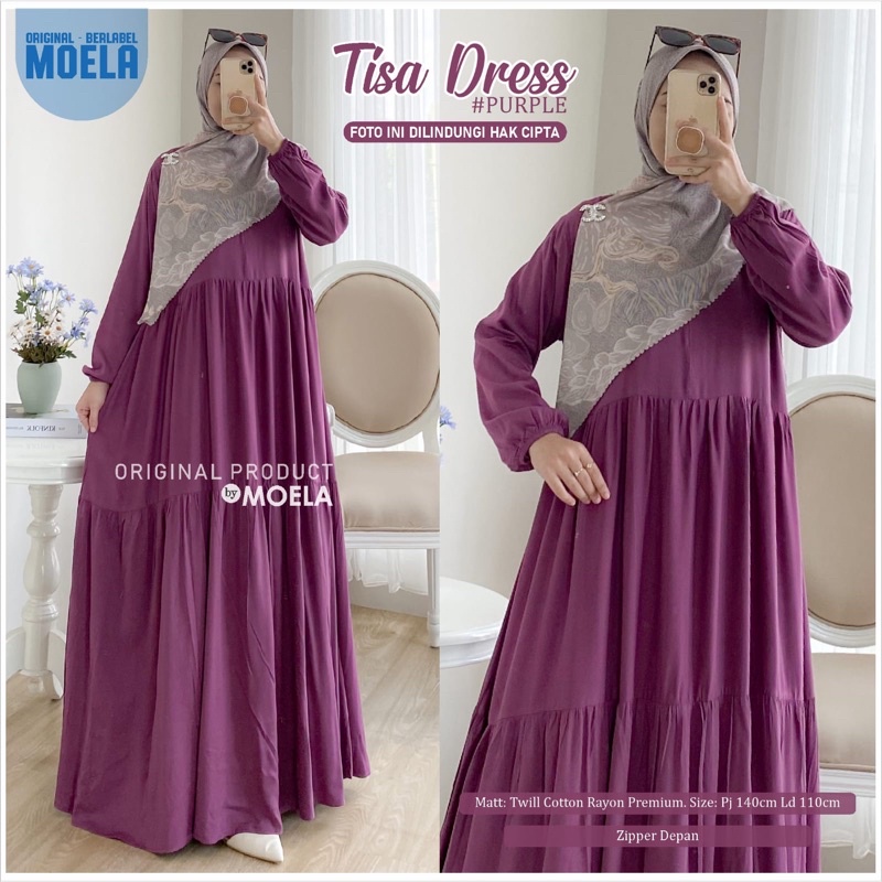 Gamis dress rayon polos Amora/Anse/Celin/Baisa/Biumi/Molin/Ciaji/Jihas/Flate/Tosti/Milly/Tisa/Siuti/Chesa/Fimel/Yapi/Lilci/Balo/Polse/Rensi/Silom/Neta/Rome by Moela berlabel-Tisa purple