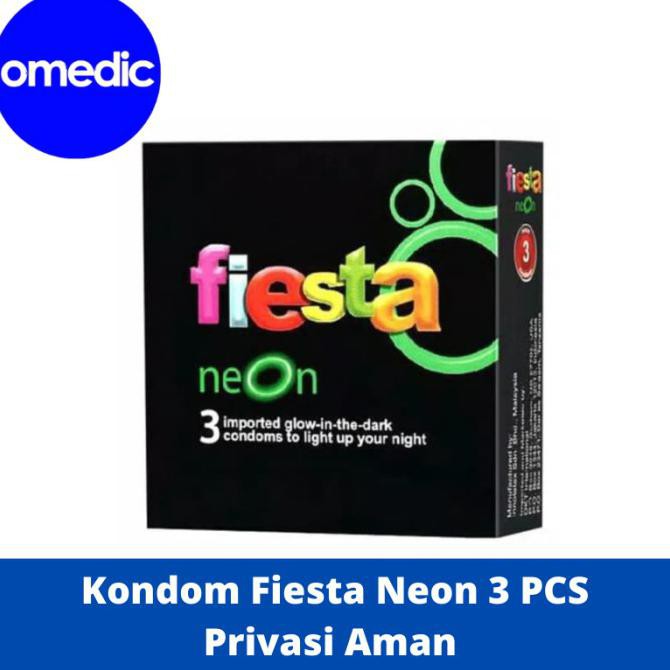 Kondom Fiesta Neon 3 PCS Glow In The Dark Kondom Alat Kontrasepsi