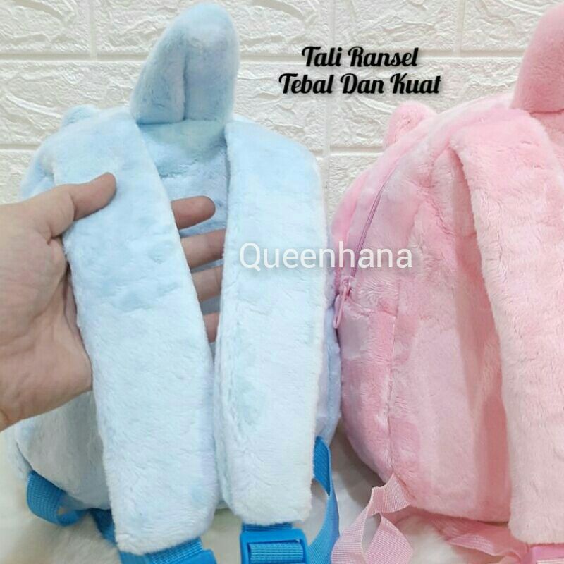Tas Ransel Boneka Bulu Soft Karakter / Bagpack Kaki Tangan Depan Resleting Bulu Soft Karakter