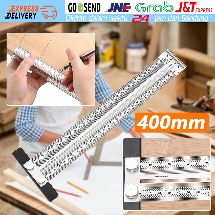 

Penggaris Mark Line T-Type Measuring Ruler Precision Scale Ruler Woodworking Tool
