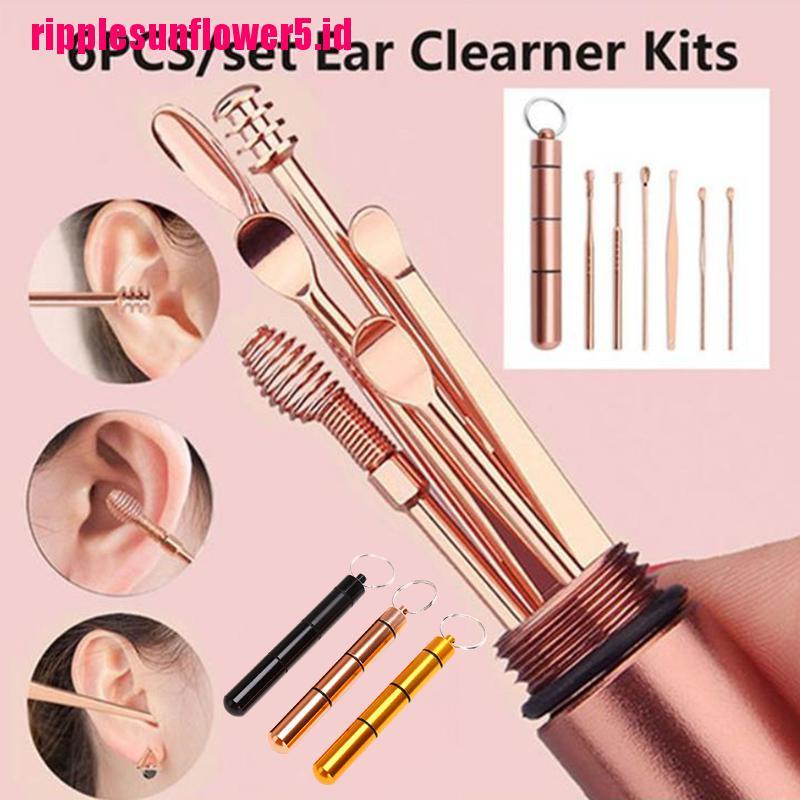 # Kaos T-Shirt Wanita Lengan Pendek Motif Print #6pcs / set Korek Kuping Spiral Bahan Stainless Steel