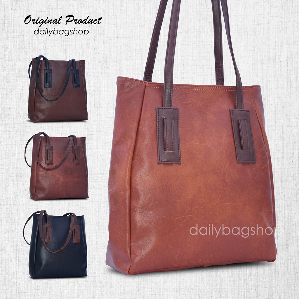 Tas Tote Bag Ootd Wanita Remaja Kekinian Kulit Sintetis Semi Glossy Daily Aika Untuk Kerja Kuliah Tas Bahu Shoulder Bag Lokal Import Terbaru