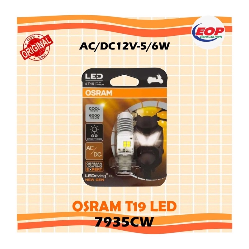 OSRAM LAMPU LED LAMPU DEPAN LED BOHLAM LAMPU DEPAN MOTOR T19 M5 H6 K1 NEW GEN PUTIH 7935-CW