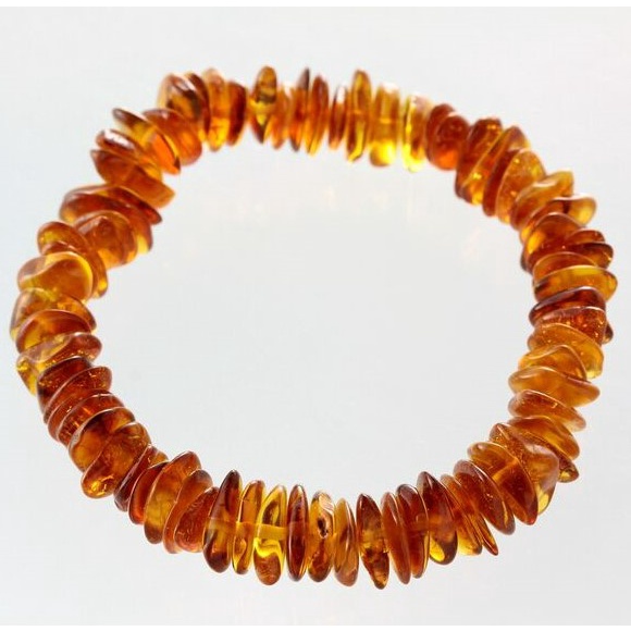 Gelang Amber Dewasa Premium Stretchy Glossy Chips Cognac ABCC121 By Amber Bee