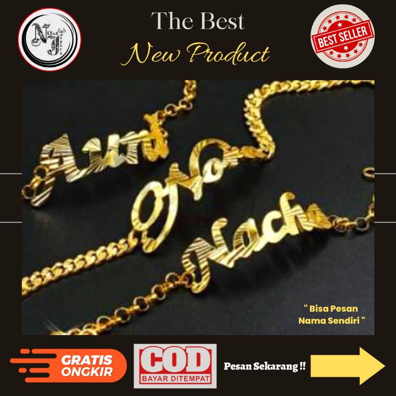 Gelang Rantai Nama Lapis Emas || Gelang Rantai