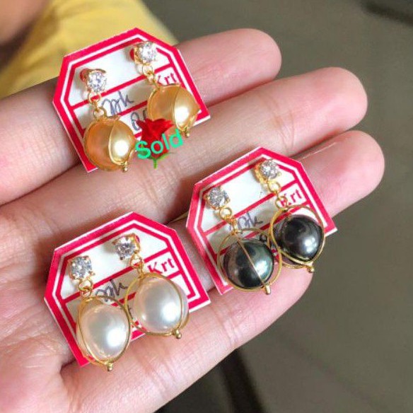 Anting tusuk anting paloma emas 22k 916% mutiara air laut asli original lombok