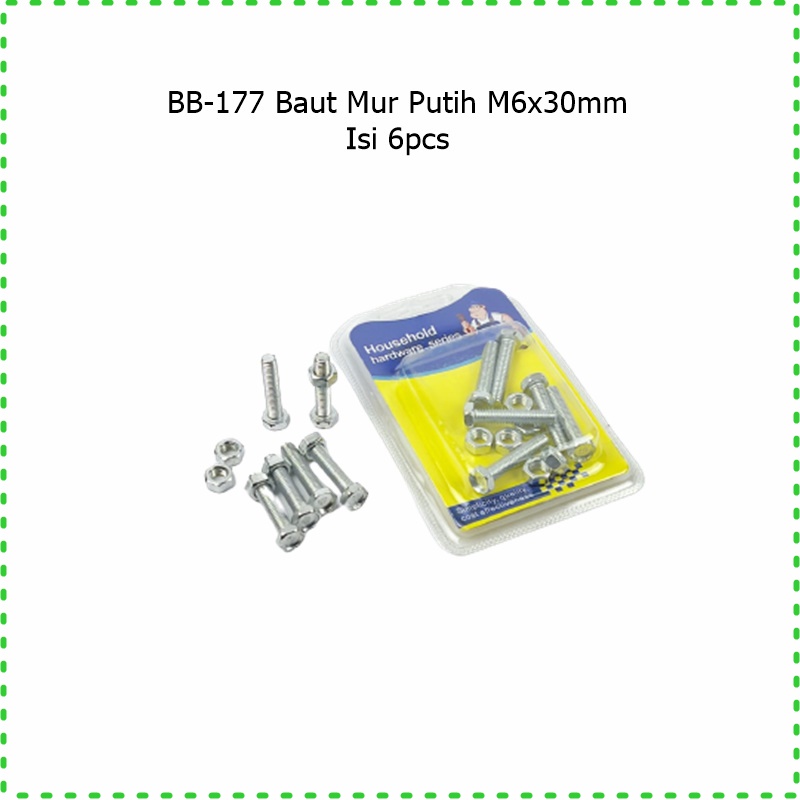 Baut Mur M 6x30mm/6x50mm/8x30mm/8x40mm/8x50mm