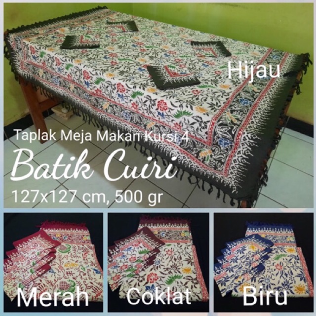 Taplak meja makan kotak ukuran kursi 4