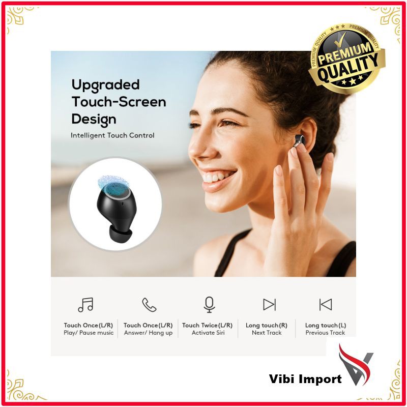 Terlaris Mpow T6 TWS Wireless Bluetooth 5.0 Earphone IPX7 21h Waterproof Bermain Waktu Wireless