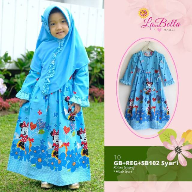 Baju gamis muslim anak perempuan labella Mickey mouse 102 syar'i no 10