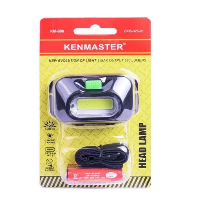 Kenmaster KM-888 KM888 Head Lamp 3 Mode Senter Kepala LED