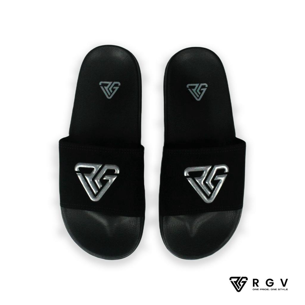 RGV - SANDAL PRIA DAN WANITA SLIDE SLIP ON SENDAL ANTI LICIN RINGAN SELOP GREY LOGO