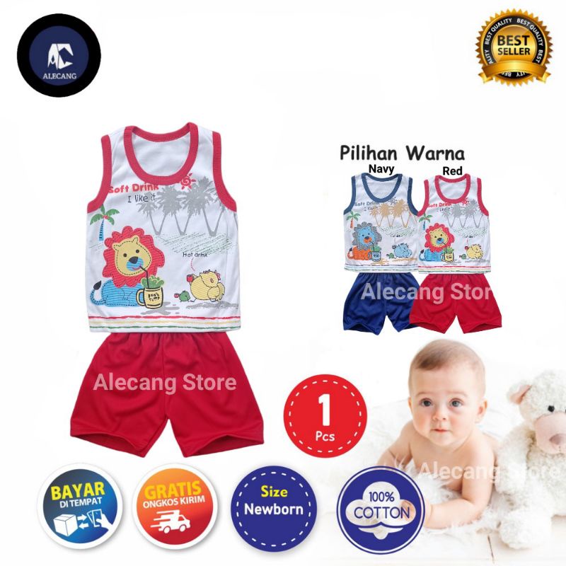Setelan Pendek Baju Bayi Laki-laki size 03-18 Bulan MOTIF SINGA