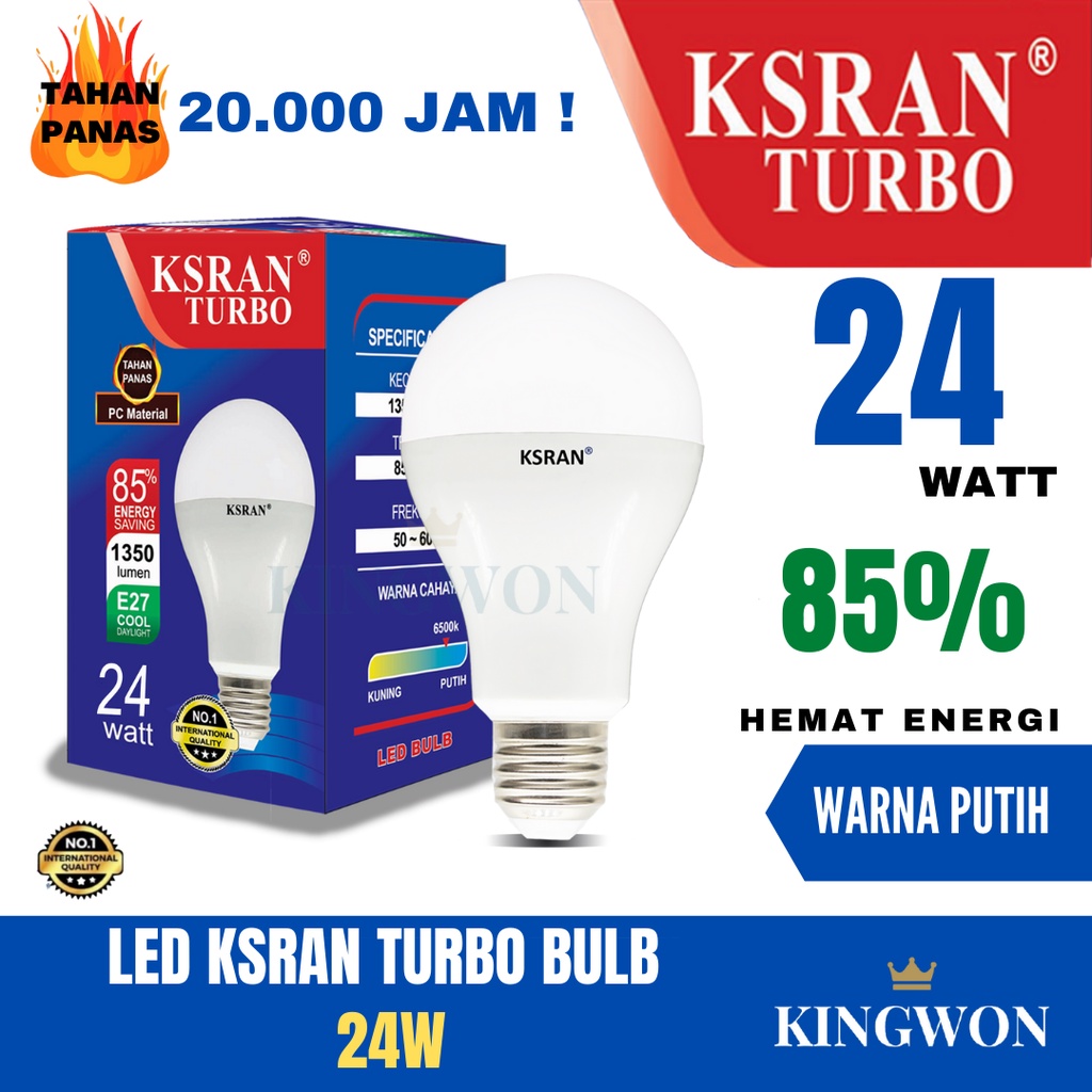 KSRAN Lampu LED 24 watt TURBO - Putih BULB