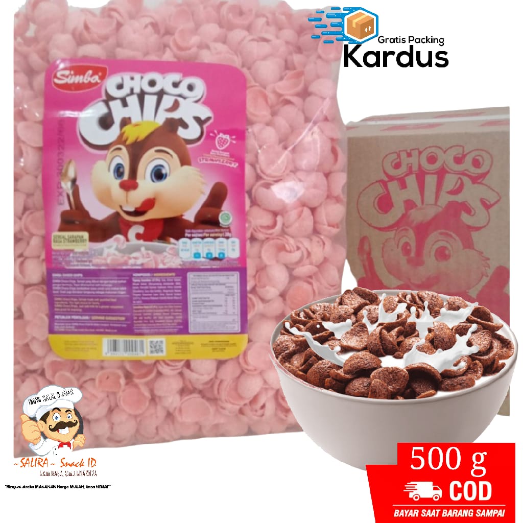 

CHOCO CHIPS 500g STROBERI /KOKO KRUNCH SIMBA jajanan murah makanan ringan snack kiloan camilan sehat