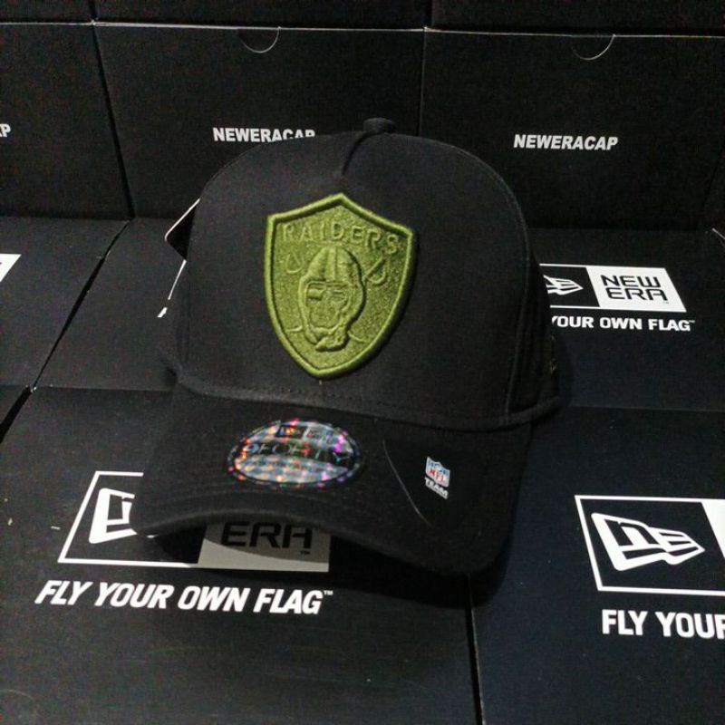(PROMO TOPI PREMIUM) RAIDERS Hijau Army / Bahan Hitam / 9Forty A Frame / Topi Premium (BISA COD)