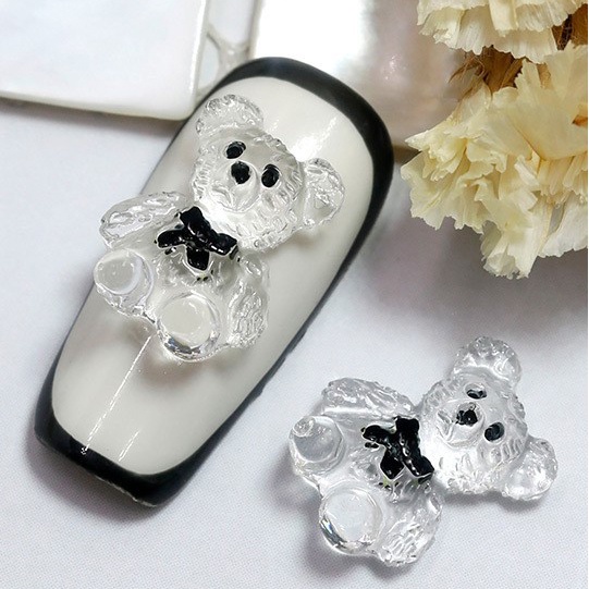 5pcs / Set Ornamen Beruang 3D Bahan Resin Untuk Dekorasi Nail Art / Manicure DIY