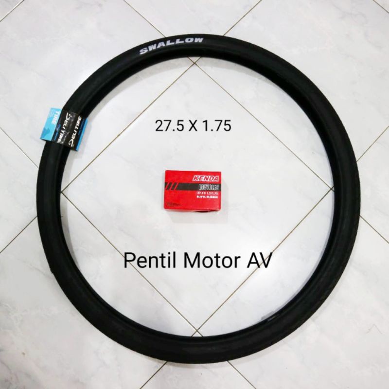 PAKET HEMAT BAN SEPEDA 27.5 X 1.75 SWALLOW DENGAN BAN DALAM PENTIL MOTOR AV UNTUK SEPEDA HYBRID MTB 
