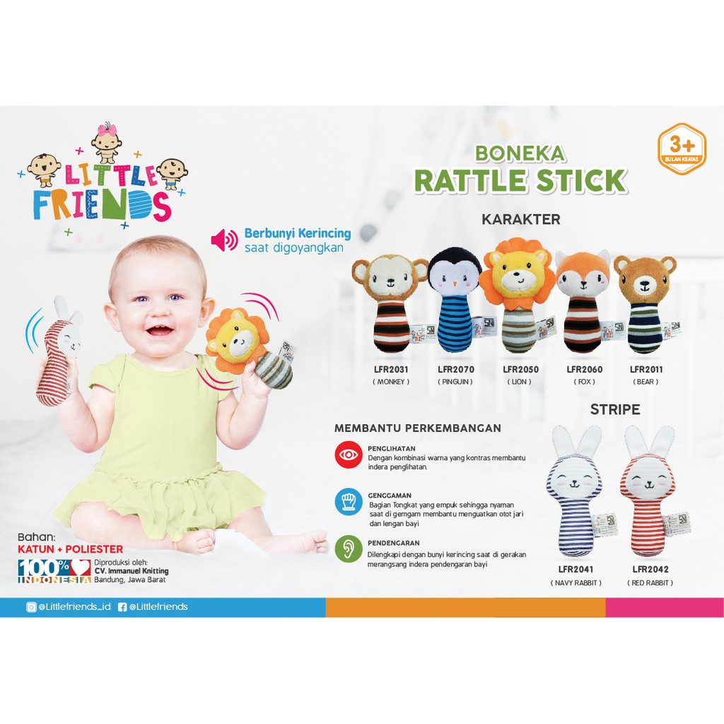 BONEKA RATTLE STICK LITTLE FRIENDS