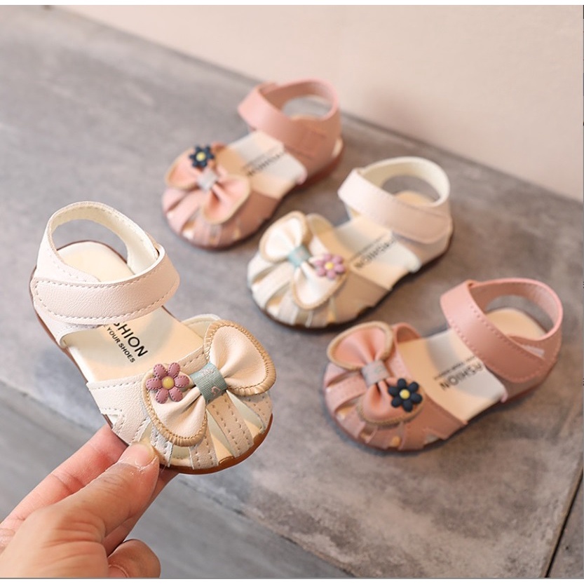 B9938-Sepatu sandal anak dan bayi import premium motif pita dan bunga