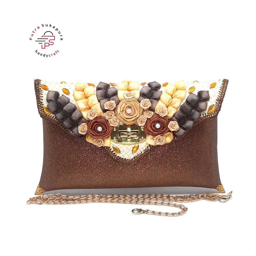 Putra Sukapura Handycraft Clutch Pesta Tas Wanita Gliter Kunci Cantik Party Wanita