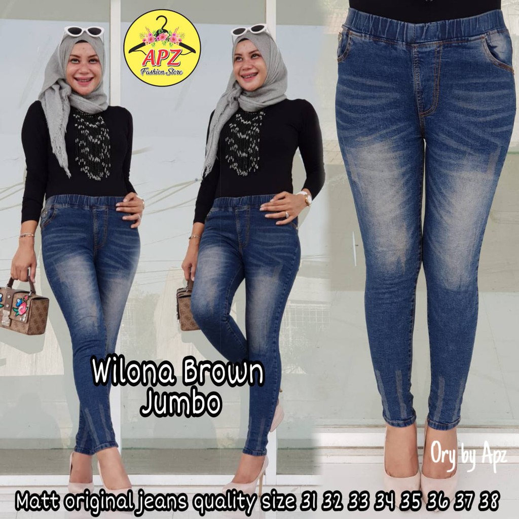 Celana Jeans Wanita Remaja Kekinian Terbaru / Celana Panjang Jeans Pinggang Karet