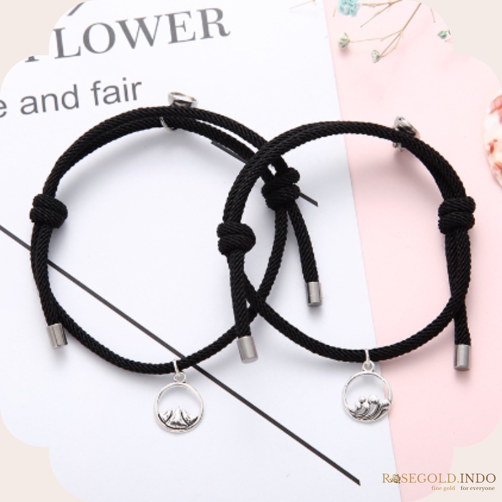 Gelang Couple Magnet Tali Kulit Bahan Sintetis Karakter Persahabatan Bestie