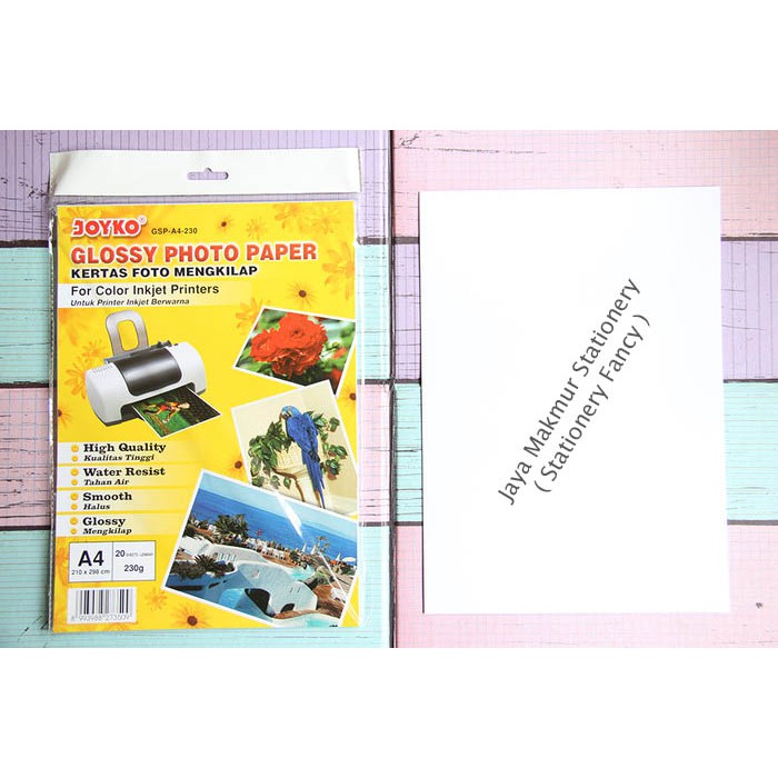 Kertas Foto mengkilap / glossy photo paper joyko A4 GSP-A4-230 isi 20 lbr