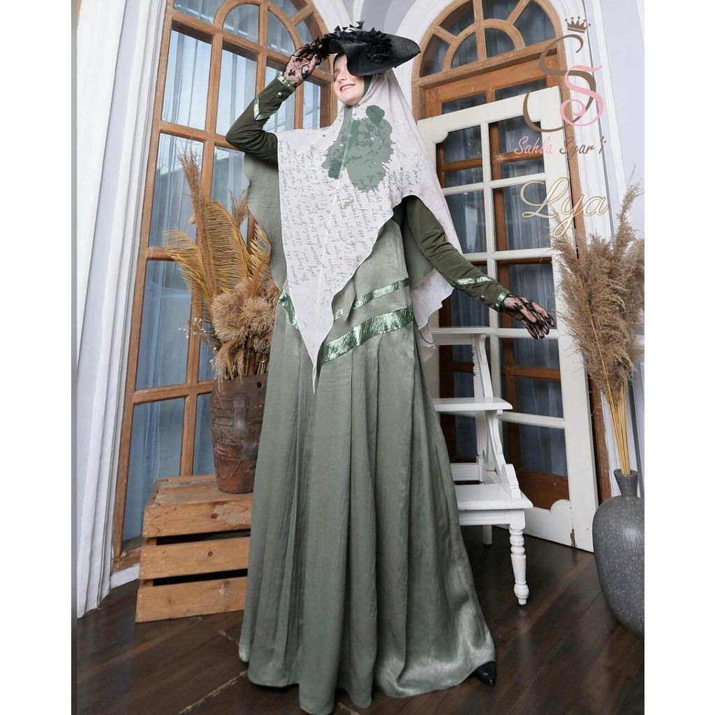 [SAHLA X KHAZZANAH SYAR'I] GAMIS SYARI/ DRESS SET PRINTING " LYA " By Sahla x Khazzanah Syari
