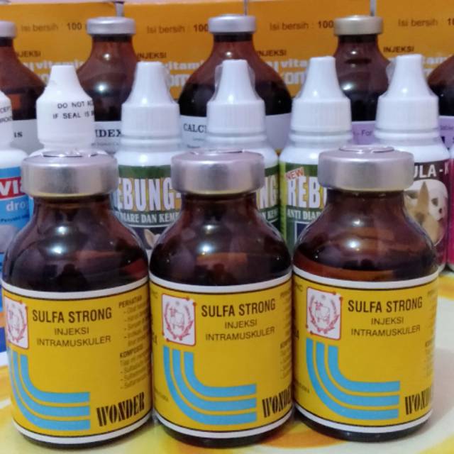 Sulfa Strong 20 ml (obat injeksi diare/mencret & kembung) sapi kerbau kambing anjing kucing kelinci.