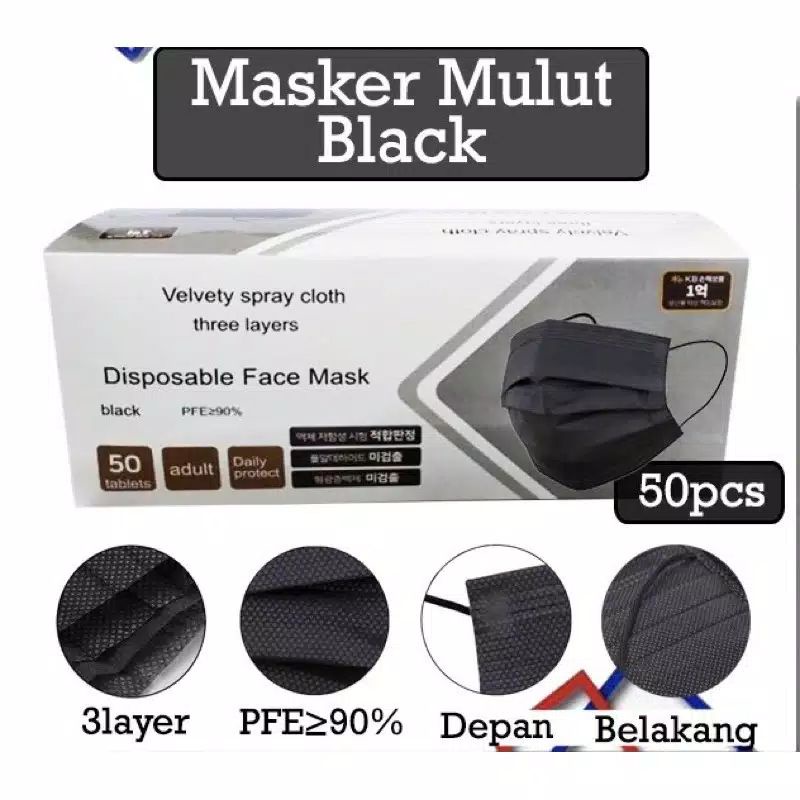 Masker Mulut Hitam Mask / Masker Mulut Black / Masker Mulut