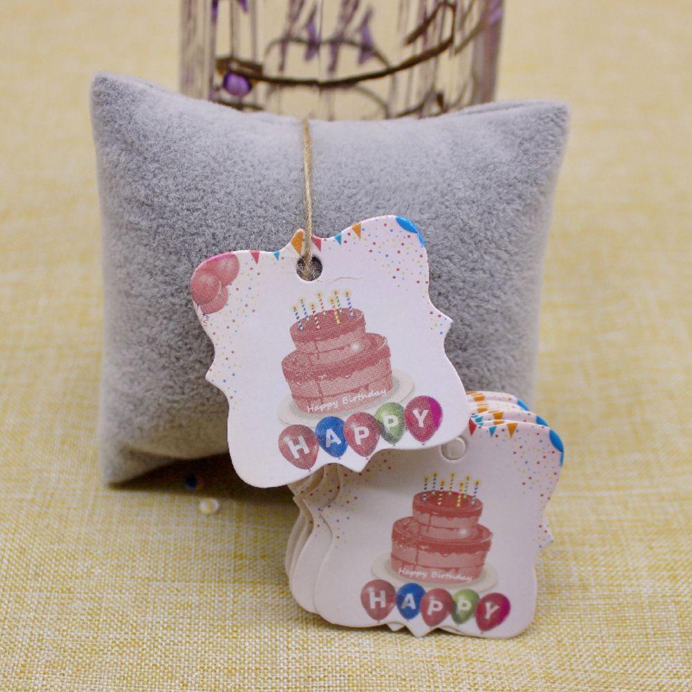 Solighter 100 Pcs Happy Birthday Tag Kerajinan Pembungkus Kado Perlengkapan Pesta Hang Tag